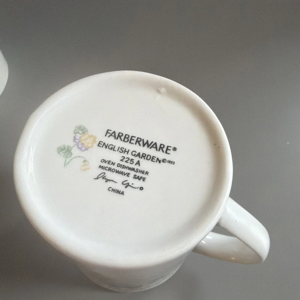 Vintage 1993 Farberware Stoneware English Garden 225 A Creamer & Sugar Bowl